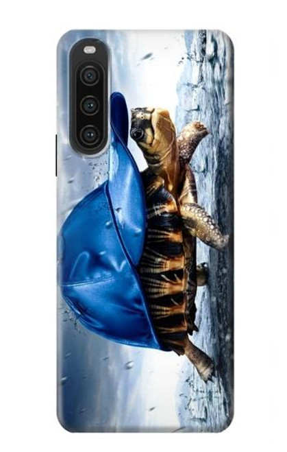 W0084 Turtle in the Rain Funda Carcasa Case y Caso Del Tirón Funda para Sony Xperia 10 V