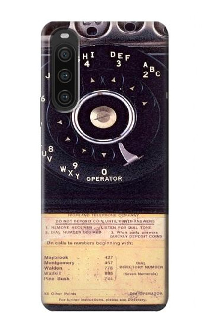 W0086 Payphone Vintage Funda Carcasa Case y Caso Del Tirón Funda para Sony Xperia 10 V