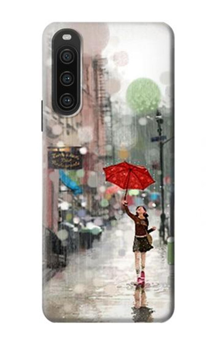 W0108 Girl in The Rain Funda Carcasa Case y Caso Del Tirón Funda para Sony Xperia 10 V