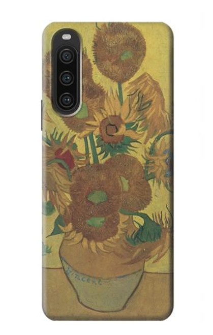 W0214 Van Gogh Vase Fifteen Sunflowers Funda Carcasa Case y Caso Del Tirón Funda para Sony Xperia 10 V