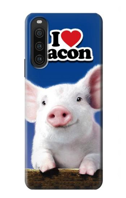 W0608 I Love Bacon Cute Baby Pig Funda Carcasa Case y Caso Del Tirón Funda para Sony Xperia 10 V