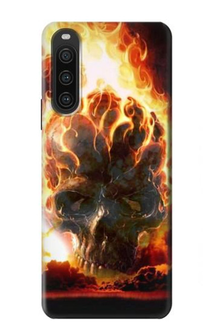 W0863 Hell Fire Skull Funda Carcasa Case y Caso Del Tirón Funda para Sony Xperia 10 V
