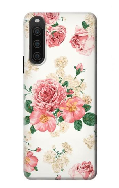 W1859 Rose Pattern Funda Carcasa Case y Caso Del Tirón Funda para Sony Xperia 10 V