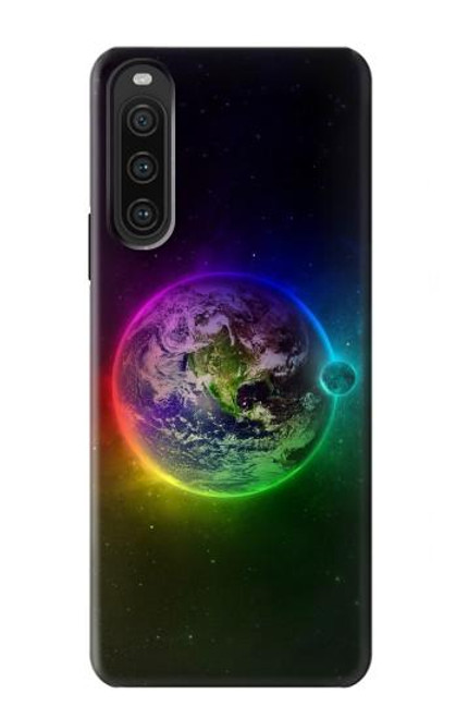 W2570 Colorful Planet Funda Carcasa Case y Caso Del Tirón Funda para Sony Xperia 10 V