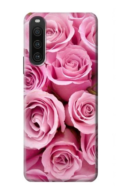 W2943 Pink Rose Funda Carcasa Case y Caso Del Tirón Funda para Sony Xperia 10 V