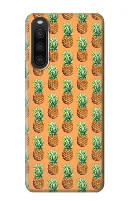 W3258 Pineapple Pattern Funda Carcasa Case y Caso Del Tirón Funda para Sony Xperia 10 V