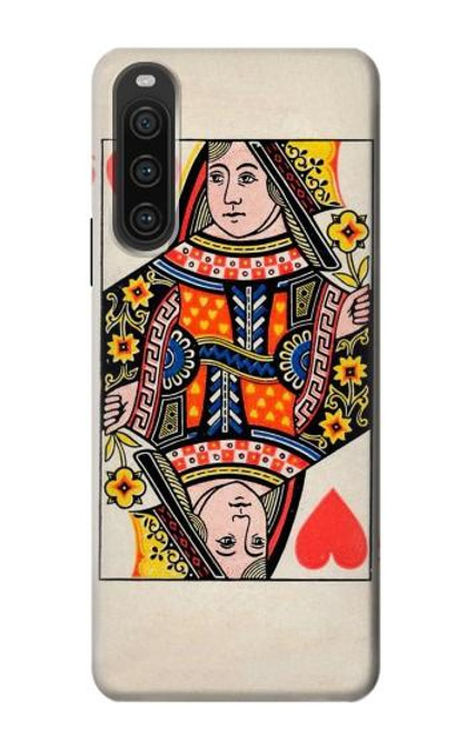 W3429 Queen Hearts Card Funda Carcasa Case y Caso Del Tirón Funda para Sony Xperia 10 V