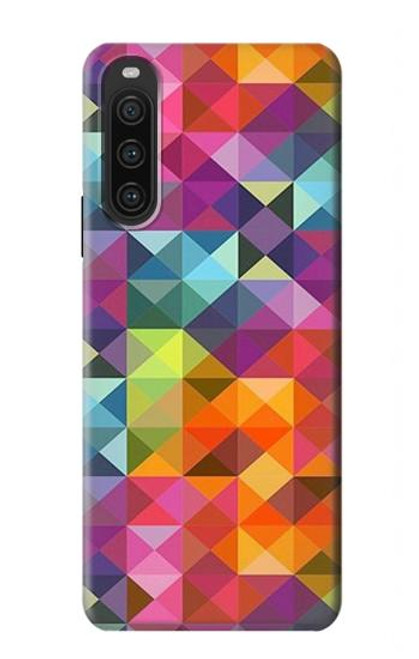 W3477 Abstract Diamond Pattern Funda Carcasa Case y Caso Del Tirón Funda para Sony Xperia 10 V