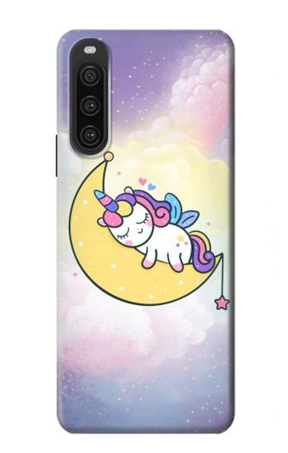 W3485 Cute Unicorn Sleep Funda Carcasa Case y Caso Del Tirón Funda para Sony Xperia 10 V