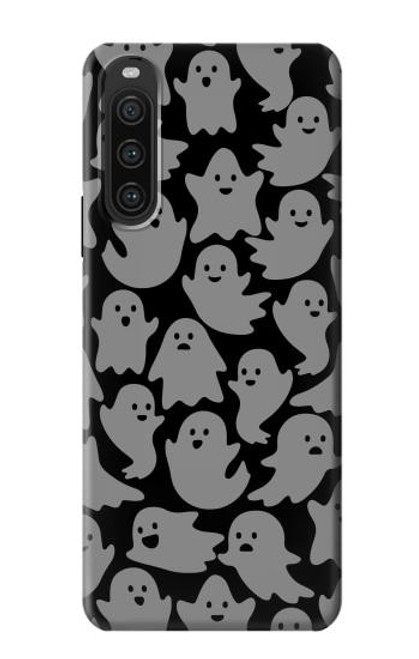 W3835 Cute Ghost Pattern Funda Carcasa Case y Caso Del Tirón Funda para Sony Xperia 10 V