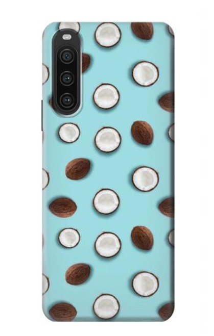 W3860 Coconut Dot Pattern Funda Carcasa Case y Caso Del Tirón Funda para Sony Xperia 10 V