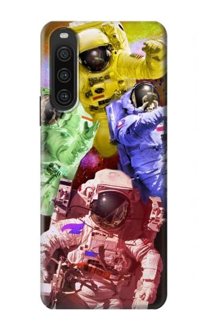 W3914 Colorful Nebula Astronaut Suit Galaxy Funda Carcasa Case y Caso Del Tirón Funda para Sony Xperia 10 V