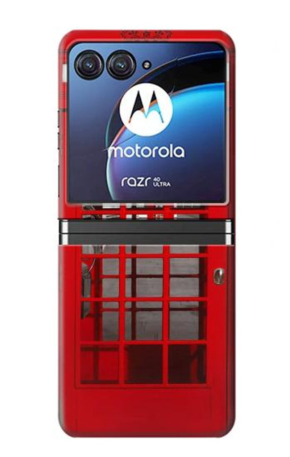 W0058 British Red Telephone Box Funda Carcasa Case y Caso Del Tirón Funda para Motorola Razr 40 Ultra