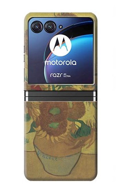 W0214 Van Gogh Vase Fifteen Sunflowers Funda Carcasa Case y Caso Del Tirón Funda para Motorola Razr 40 Ultra