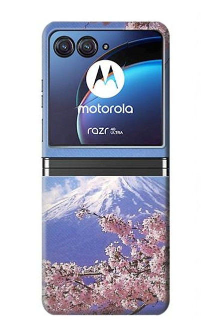 W1060 Mount Fuji Sakura Cherry Blossom Funda Carcasa Case y Caso Del Tirón Funda para Motorola Razr 40 Ultra