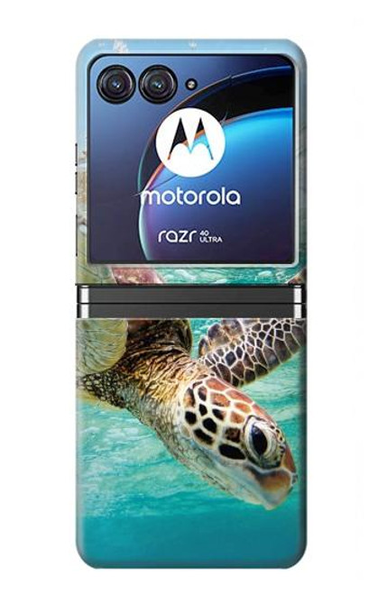 W1377 Ocean Sea Turtle Funda Carcasa Case y Caso Del Tirón Funda para Motorola Razr 40 Ultra