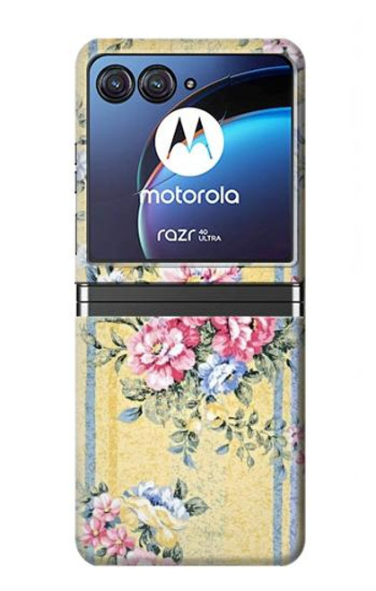 W2229 Vintage Flowers Funda Carcasa Case y Caso Del Tirón Funda para Motorola Razr 40 Ultra