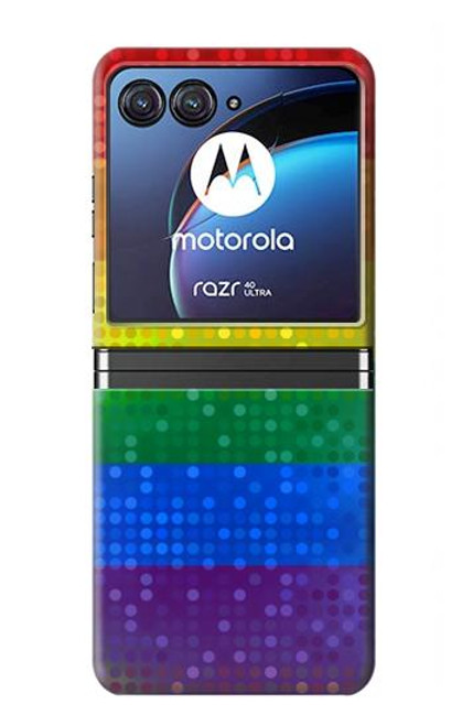 W2683 Rainbow LGBT Pride Flag Funda Carcasa Case y Caso Del Tirón Funda para Motorola Razr 40 Ultra