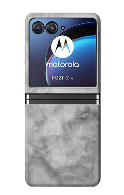 W2845 Gray Marble Texture Funda Carcasa Case y Caso Del Tirón Funda para Motorola Razr 40 Ultra