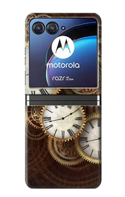 W3172 Gold Clock Live Funda Carcasa Case y Caso Del Tirón Funda para Motorola Razr 40 Ultra