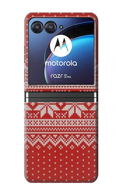 W3384 Winter Seamless Knitting Pattern Funda Carcasa Case y Caso Del Tirón Funda para Motorola Razr 40 Ultra