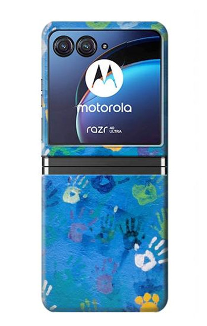 W3403 Hand Print Funda Carcasa Case y Caso Del Tirón Funda para Motorola Razr 40 Ultra