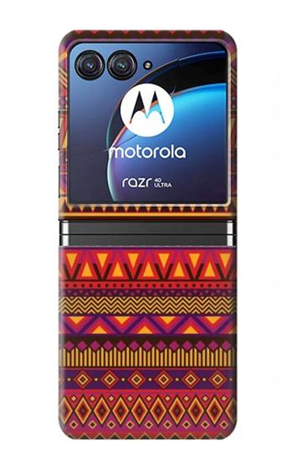 W3404 Aztecs Pattern Funda Carcasa Case y Caso Del Tirón Funda para Motorola Razr 40 Ultra