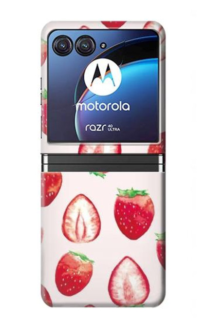 W3481 Strawberry Funda Carcasa Case y Caso Del Tirón Funda para Motorola Razr 40 Ultra