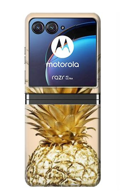 W3490 Gold Pineapple Funda Carcasa Case y Caso Del Tirón Funda para Motorola Razr 40 Ultra