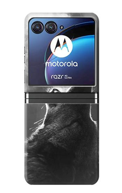 W3505 Wolf Howling Funda Carcasa Case y Caso Del Tirón Funda para Motorola Razr 40 Ultra