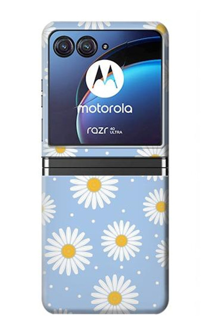 W3681 Daisy Flowers Pattern Funda Carcasa Case y Caso Del Tirón Funda para Motorola Razr 40 Ultra