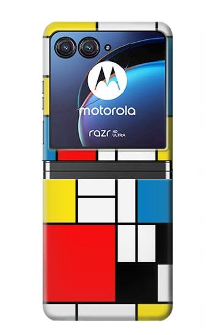 W3814 Piet Mondrian Line Art Composition Funda Carcasa Case y Caso Del Tirón Funda para Motorola Razr 40 Ultra