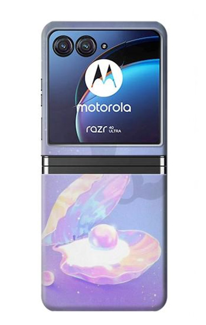 W3823 Beauty Pearl Mermaid Funda Carcasa Case y Caso Del Tirón Funda para Motorola Razr 40 Ultra