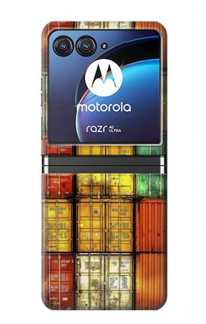 W3861 Colorful Container Block Funda Carcasa Case y Caso Del Tirón Funda para Motorola Razr 40 Ultra