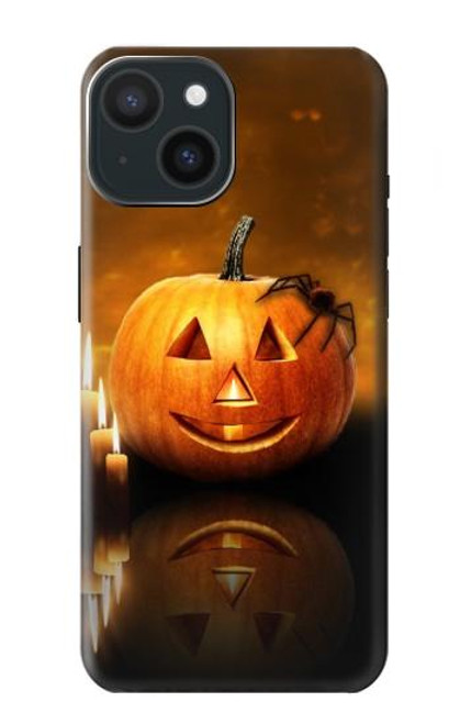 W1083 Pumpkin Spider Candles Halloween Funda Carcasa Case y Caso Del Tirón Funda para iPhone 15