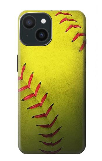 W3031 Yellow Softball Ball Funda Carcasa Case y Caso Del Tirón Funda para iPhone 15