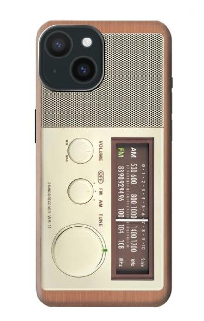 W3165 FM AM Wooden Receiver Graphic Funda Carcasa Case y Caso Del Tirón Funda para iPhone 15