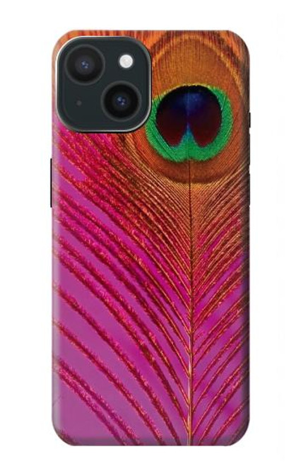 W3201 Pink Peacock Feather Funda Carcasa Case y Caso Del Tirón Funda para iPhone 15