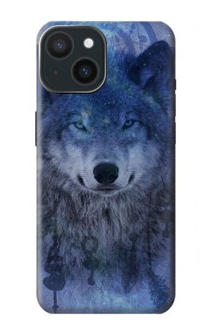 W3410 Wolf Dream Catcher Funda Carcasa Case y Caso Del Tirón Funda para iPhone 15