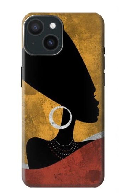 W3453 African Queen Nefertiti Silhouette Funda Carcasa Case y Caso Del Tirón Funda para iPhone 15