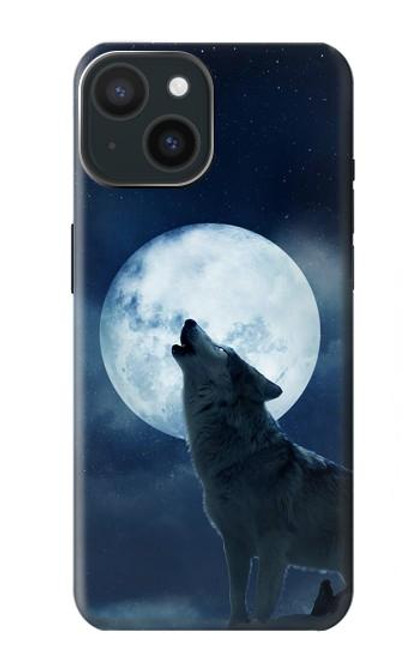 W3693 Grim White Wolf Full Moon Funda Carcasa Case y Caso Del Tirón Funda para iPhone 15