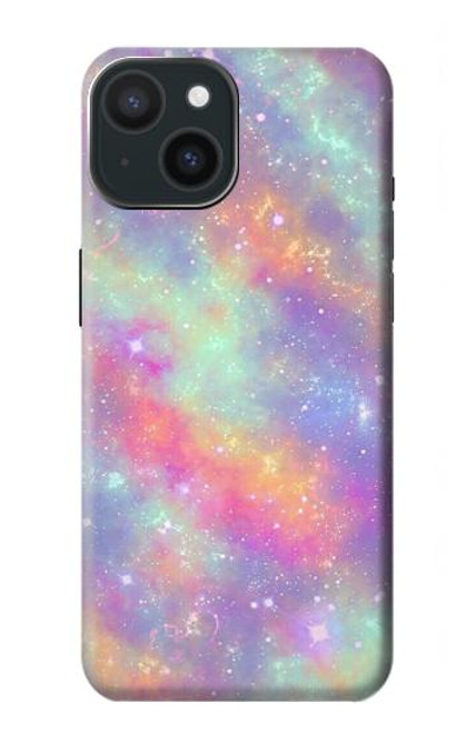 W3706 Pastel Rainbow Galaxy Pink Sky Funda Carcasa Case y Caso Del Tirón Funda para iPhone 15