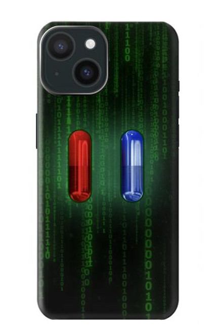 W3816 Red Pill Blue Pill Capsule Funda Carcasa Case y Caso Del Tirón Funda para iPhone 15