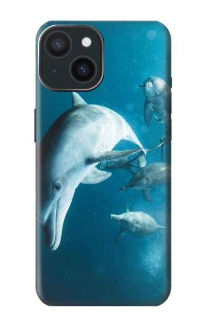 W3878 Dolphin Funda Carcasa Case y Caso Del Tirón Funda para iPhone 15