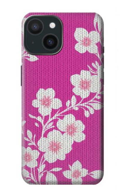 W3924 Cherry Blossom Pink Background Funda Carcasa Case y Caso Del Tirón Funda para iPhone 15