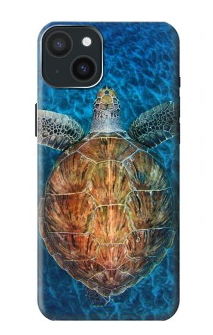 W1249 Blue Sea Turtle Funda Carcasa Case y Caso Del Tirón Funda para iPhone 15 Plus