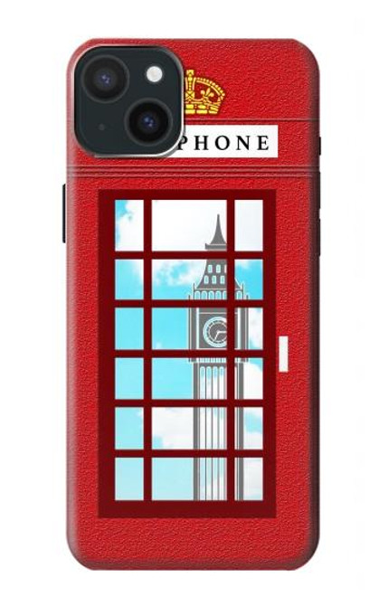 W2059 England British Telephone Box Minimalist Funda Carcasa Case y Caso Del Tirón Funda para iPhone 15 Plus