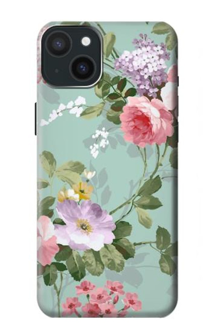 W2178 Flower Floral Art Painting Funda Carcasa Case y Caso Del Tirón Funda para iPhone 15 Plus