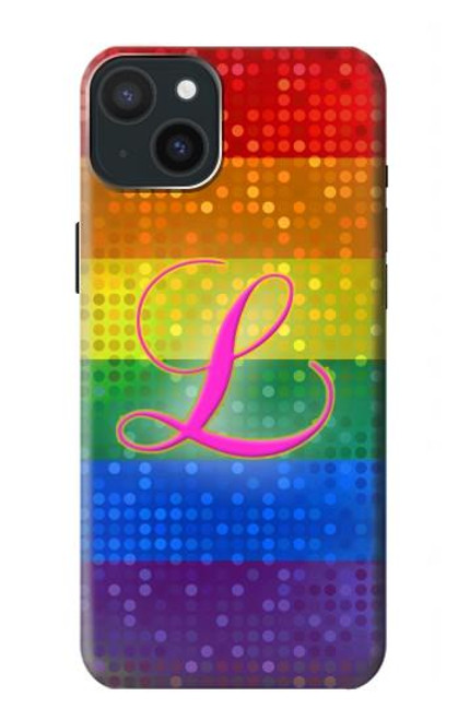 W2900 Rainbow LGBT Lesbian Pride Flag Funda Carcasa Case y Caso Del Tirón Funda para iPhone 15 Plus