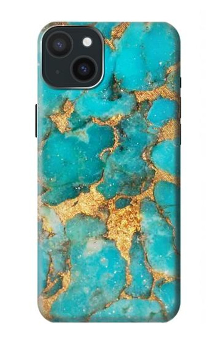 W2906 Aqua Turquoise Stone Funda Carcasa Case y Caso Del Tirón Funda para iPhone 15 Plus